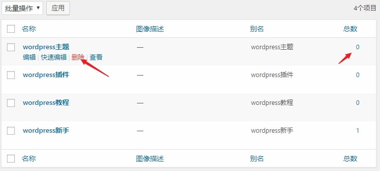 WordPress如何批量删除无用的标签