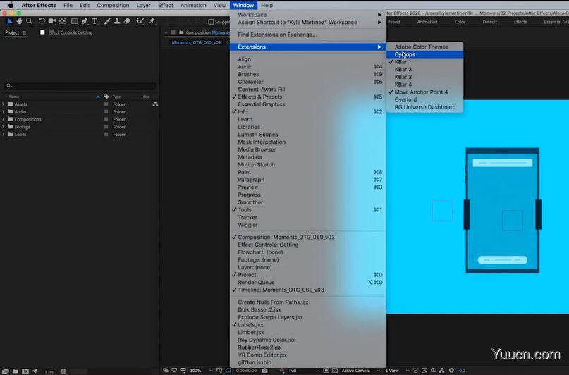 AE快速显示渲染动画的图层边界运动路径脚本 Cyclops v2.6.4 免费版+视频教程