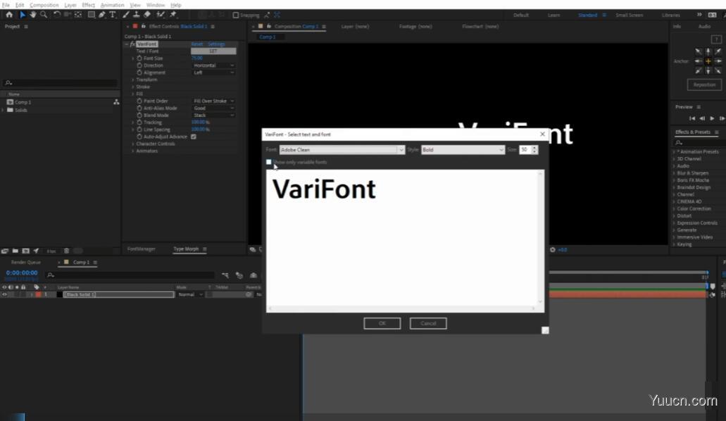 AE字体控制变换工具 VariFont v1.1.1 for AE 2019-2020 免费版