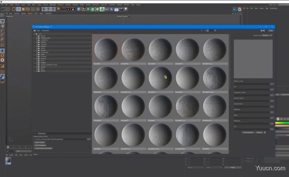 PBR材质管理导入C4D插件TGS Texture Manager v1.8 for Cinema4D R19-R23 免费版