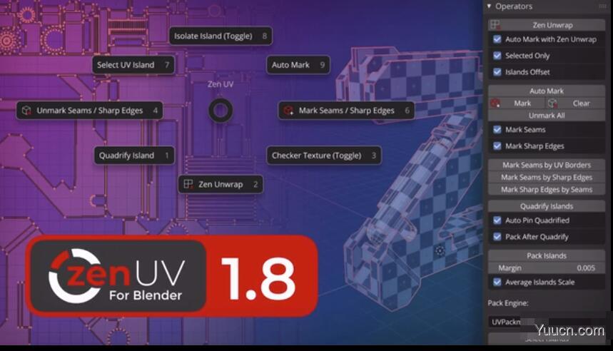 Blender快速创建UV三维模型展UV插件Zen UV v2.2.1 for Blender Easy UV 免费版