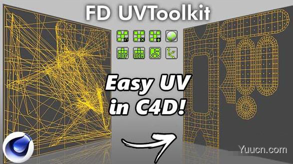 C4D快速展UV贴图插件FD UVToolkit 1.1 For Cinema 4D R19-R24 免费版(含教程)