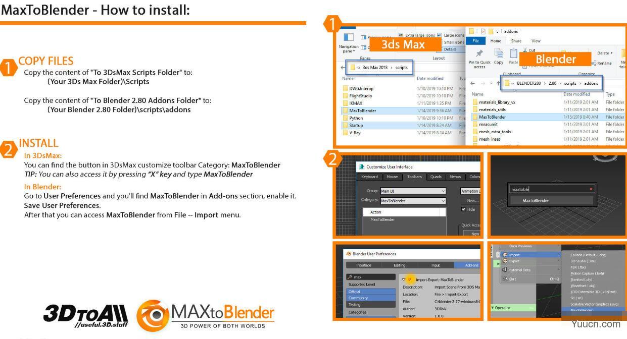 3DS Max场景转换插件MaxtoBlender 3.2 免费版 Max/Blender互导插件