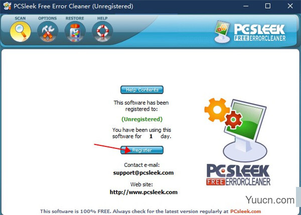 PCSleek Free Error Cleaner(注册表修复软件) v3.1.0 绿色注册版(附注册码)
