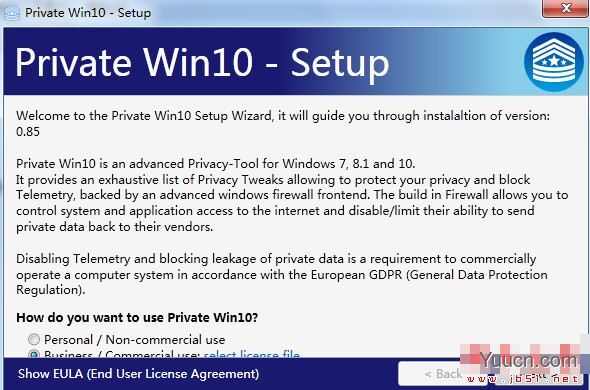 PrivateWin10((隐私设置工具)V0.85 官方英文安装版