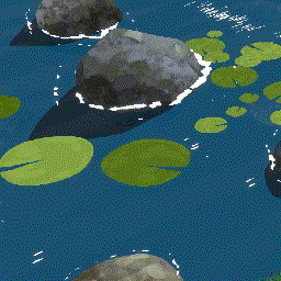 Wallpaper Engine 小河流水睡莲与石头3D场景动态壁纸 免费版