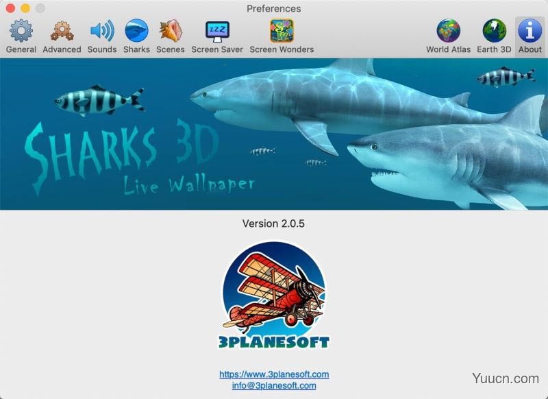 Sharks 3D(模拟鲨鱼生活习性的3D动态壁纸) for Mac v2.0.5 免激活破解版
