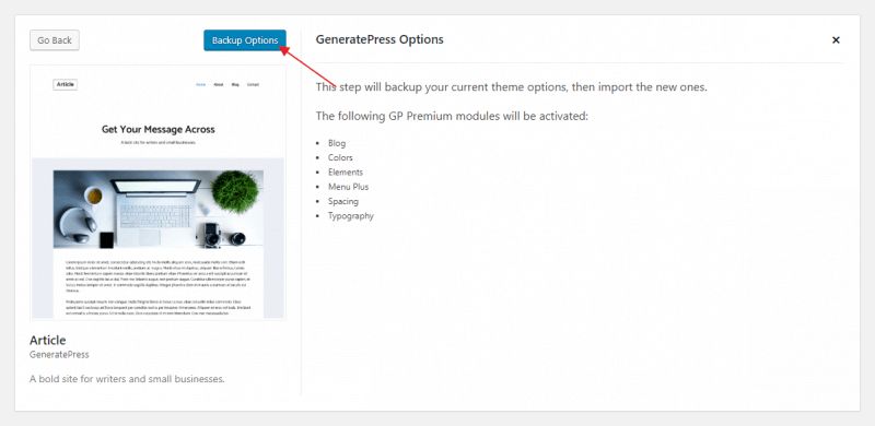 GeneratePress主题导入演示站方法