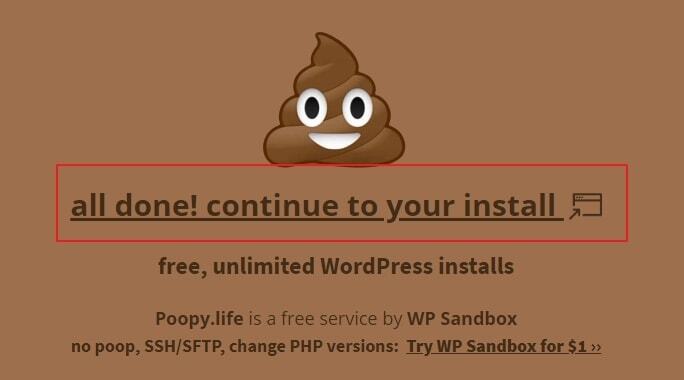 免费的WordPress沙箱测试工具poopy.life